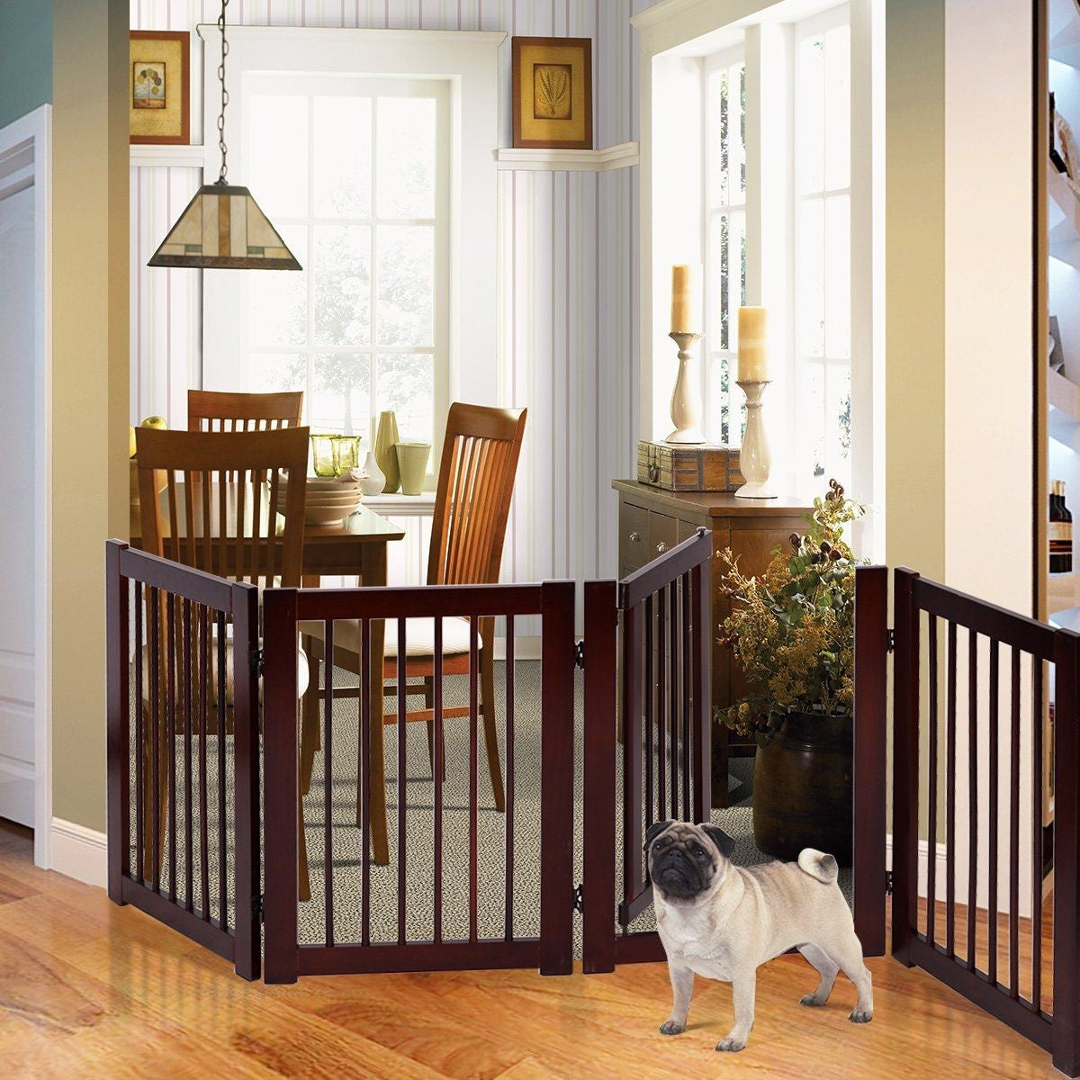 Plegable de Madera para Perros - Barrera de Seguridad de 4 Piezas (203 x 76 x 1.8 cm)