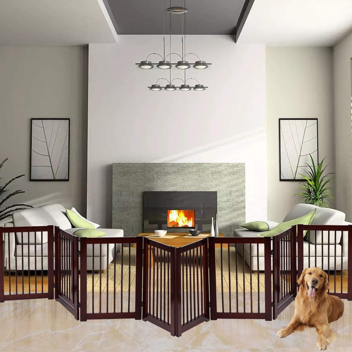 Plegable de Madera para Perros - Barrera de Seguridad de 4 Piezas (203 x 76 x 1.8 cm)